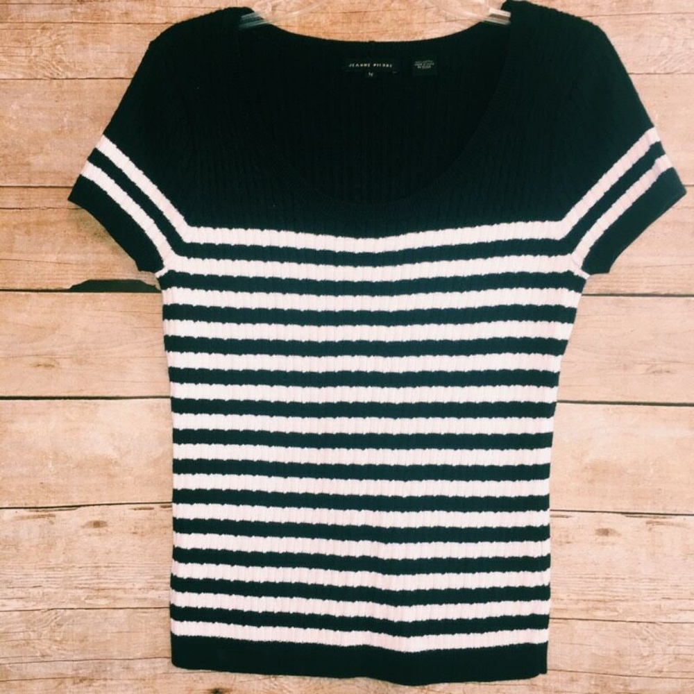 Jeanne Pierre Cable Knit Stripe Sweater